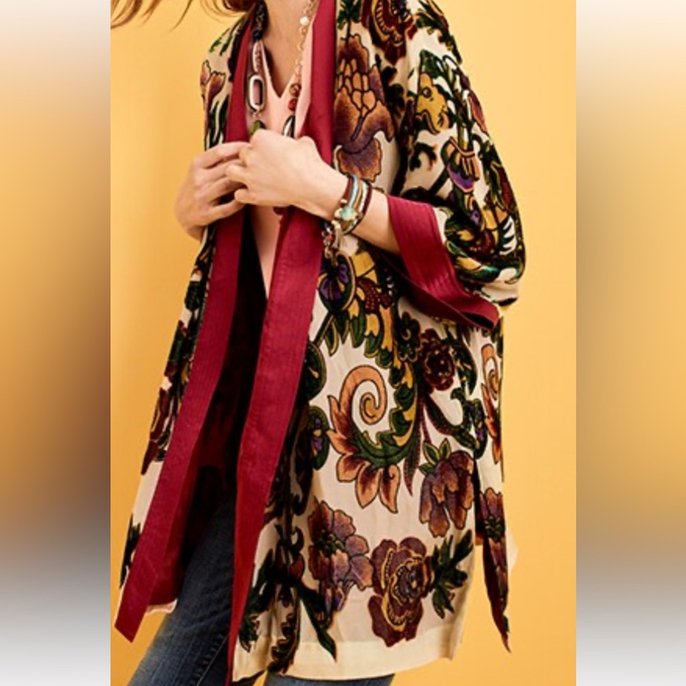 Chico’s Kimono Heritage Printed  3/4 Sleeve Jacket Size L/XL